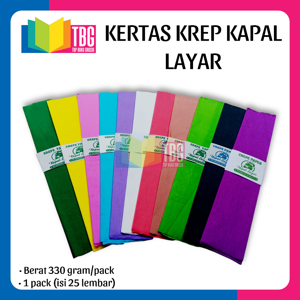 

1 PACK KERTAS KREP KAPAL LAYAR KERTAS CREPE / KERTAS KLOBOT / KERTAS DEKORASI PESTA / KERTAS CRAFT