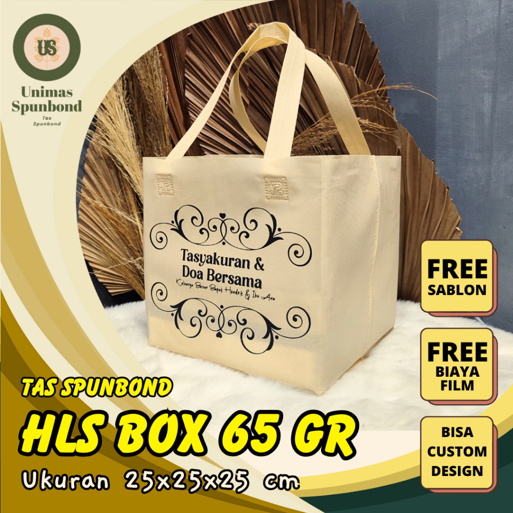 

[ FREE SABLON ] Tas Spunbond Box Handle Lipat Samping Tas Kotak Makanan Goodie Bag 65 Grm Ukuran 25x25x25 cm Spunbondpro bag store