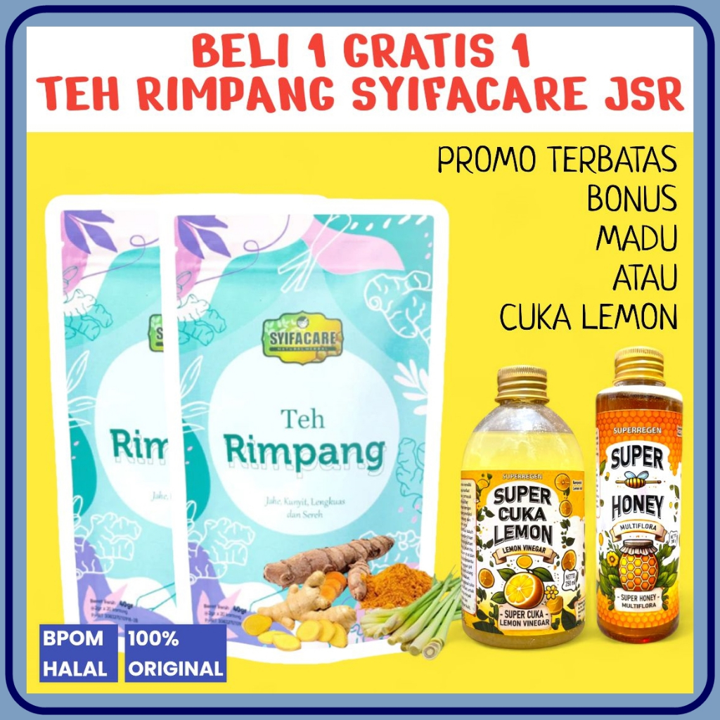 

Paket 3 Pack Rimpang Diet Teh Rimpang 100 % Original Teh Celup Rempah Rimpang Jsr Teh Diet | PAKET 2 Teh Rimpang Syifacare Teh Celup Herbal Bahan Rempah Alami 100% | Tea Bag Teh Menurunkan Kolesterol Siap Seduh Kemasan Ekonomis Dalam Kantong Teh