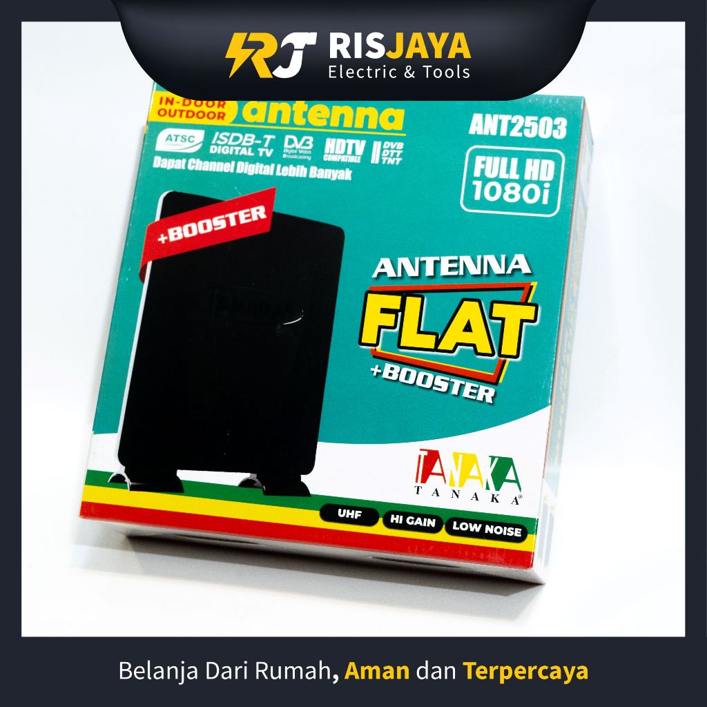 Antena Tanaka TV Digital Indoor/Outdoor Antenna Flat + Booster