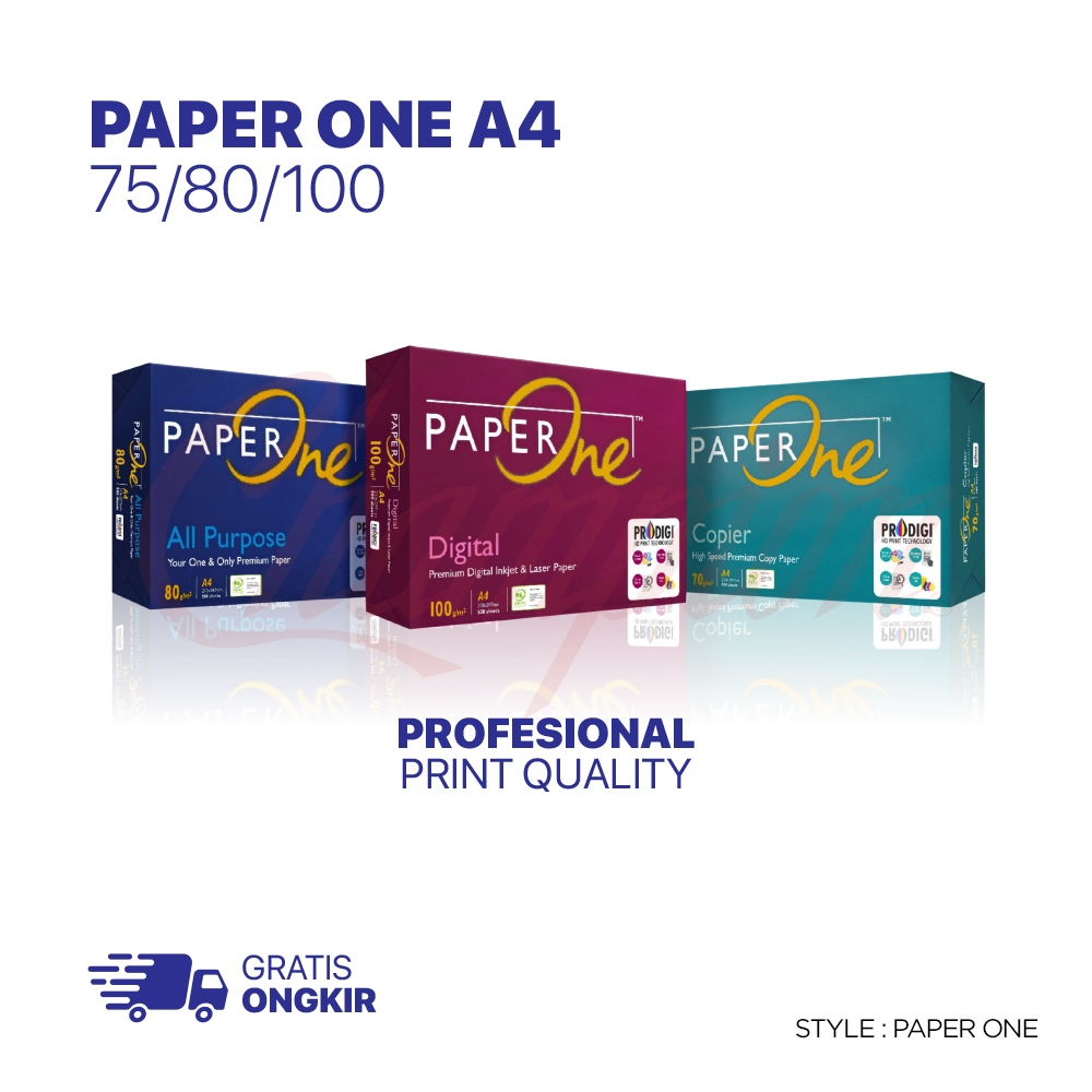 

PaperOne Kertas A4 75/80/100 Gram - Kertas HVS 1Rim (500 lembar) A4 Kertas Print & Fotocopy