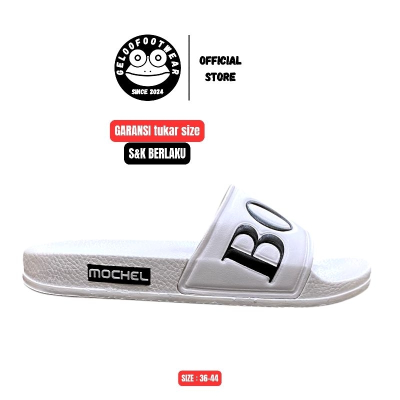 MOCHEL Sandal Slop Boss Pria Wanita Original Warna Putih Terbaru Anti Slip Ringan Tidak Menyerap Air