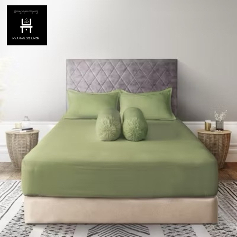 Nyaman.co Linen - Fitted sheet Cotton Jepang import Sprei Karet + sarung bantal dan Guling / Fitted 