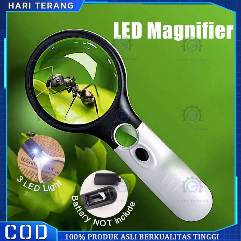 

Kaca Pembesar LED 2in1 Pembesar 3 LED Membaca Magnifying Glass Dengan Lampu
