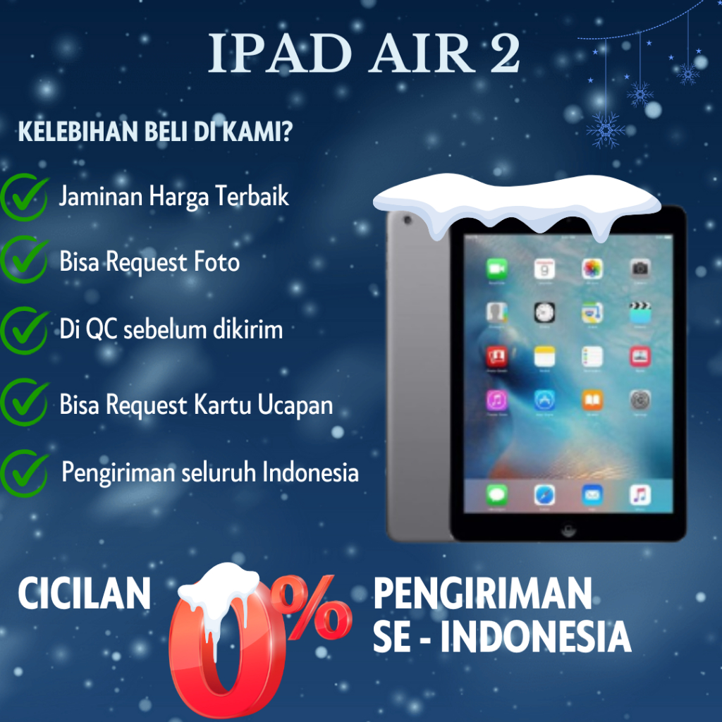 iPad Air 2 16GB 32GB 64GB 128GB Wifi Cellular Second Original Fullset - DG