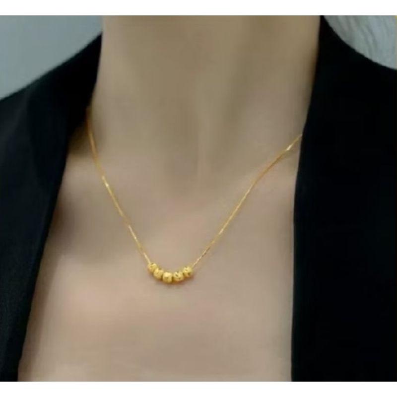 kalung titanium liontin bola 5 pasir