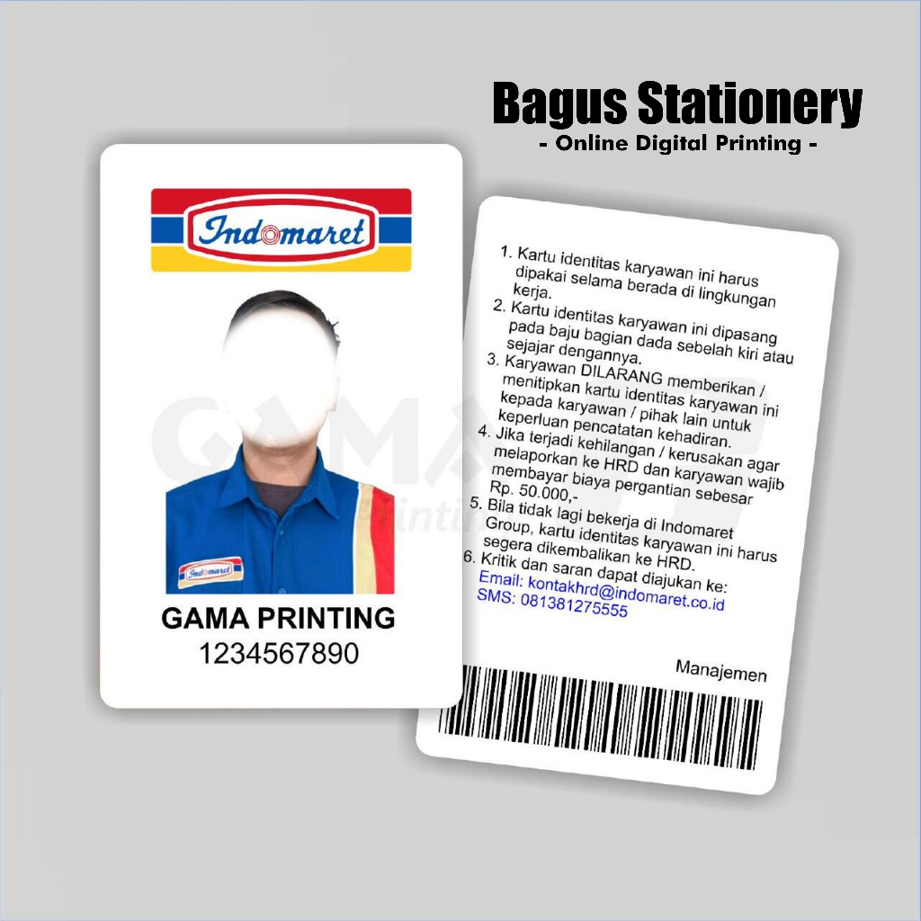

CETAK NAMETAG IDCARD PEGAWAI INDOMARET