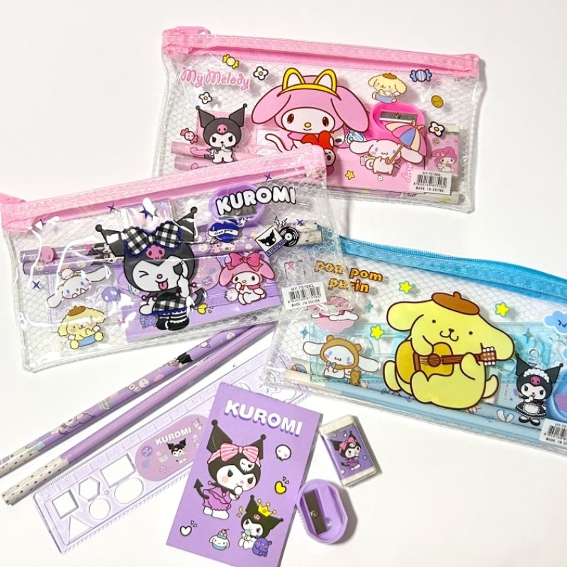 

[SANRIO ATK SET] Sanrio Kotak Pensil Penghapus Penggaris Pensil Buku Rautan
