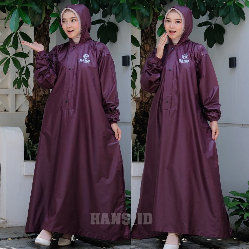 LANGSUNG KIRIM Mantel Gamis Syari Wanita Muslimah  Mantel Wanita Jumbo Waterproof Bahan PVC Anti Rem