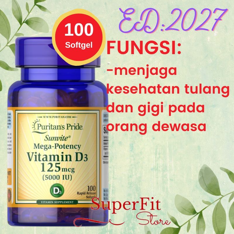 Puritan's Puritan Pride Vitamin D D3 5000 iu 125 MCG - 100 Softgels