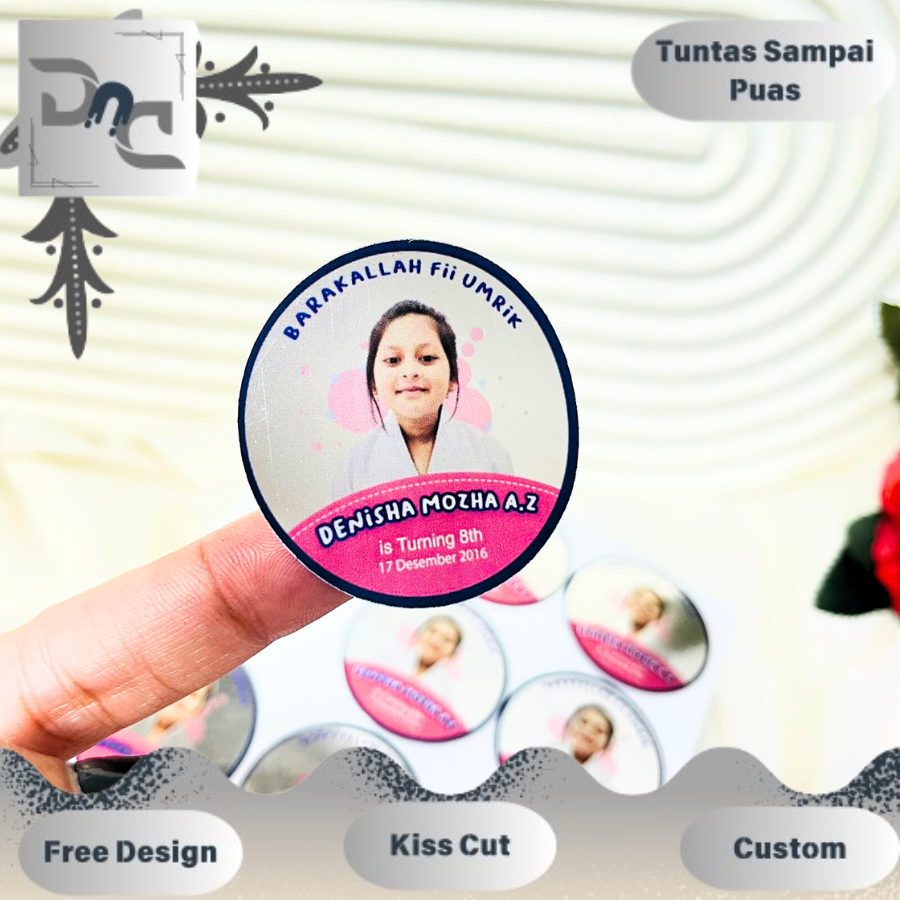

2-4 Gold/Silver Ulang Tahun Sticker Label Undangan Happy Birthday Uk.Kecil DND Free Design