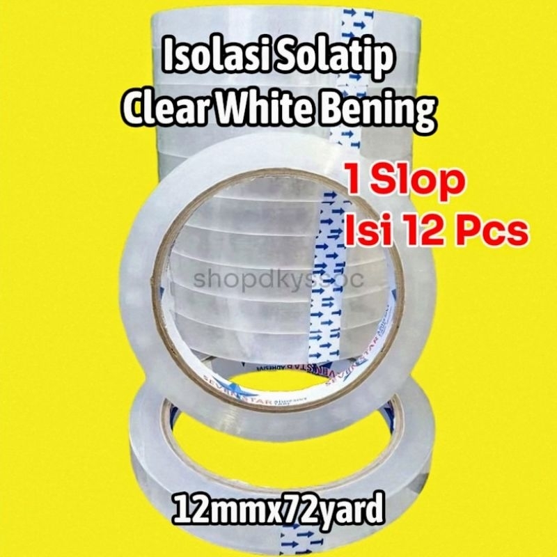 

[1SLOP 12PCS] Isolasi Selotip 0,5 Inch Clear White Bening 12mmx72yard Termurah
