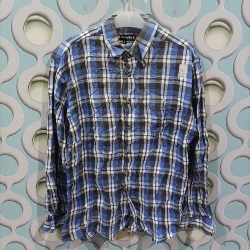 KEMEJA FLANNEL PRIA SECOND BACKFLIP ORIGINAL SIZE L NZ024