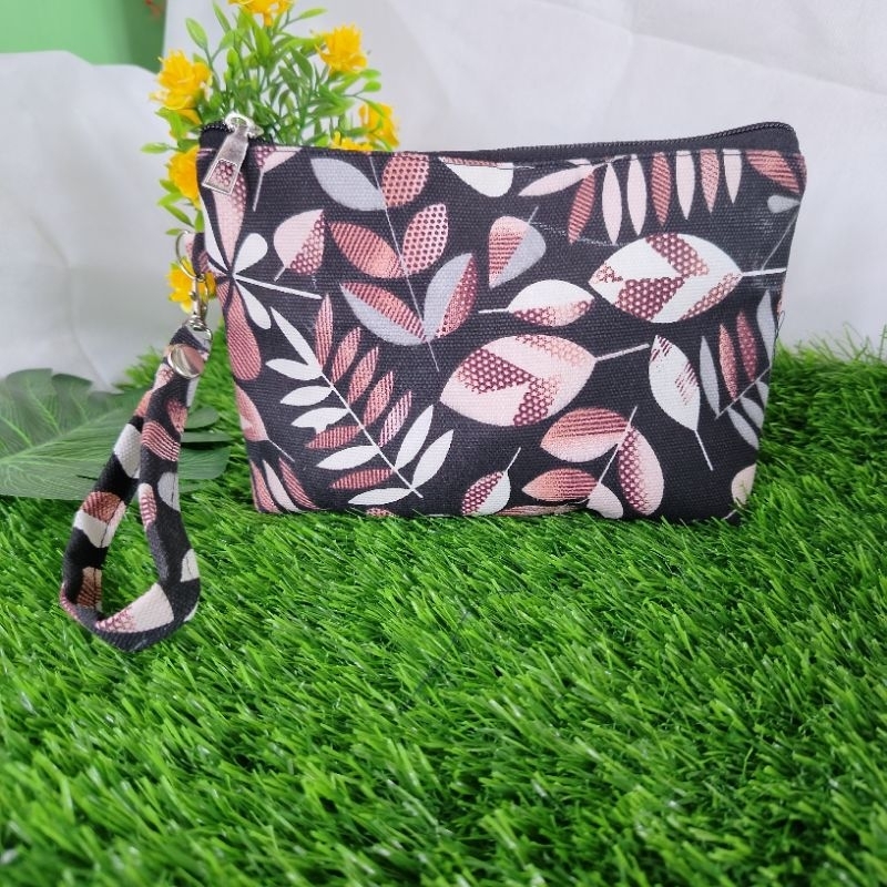 Custom Pouch kanvas motif/ polos  Dompet Logo Brand Promosi