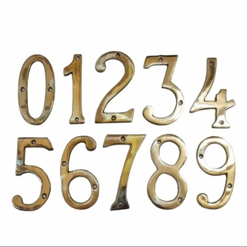 Angka dan huruf Rumah Kuningan / Nomor dan huruf Rumah kuningan 10 cm harga satuan / 1 pcs