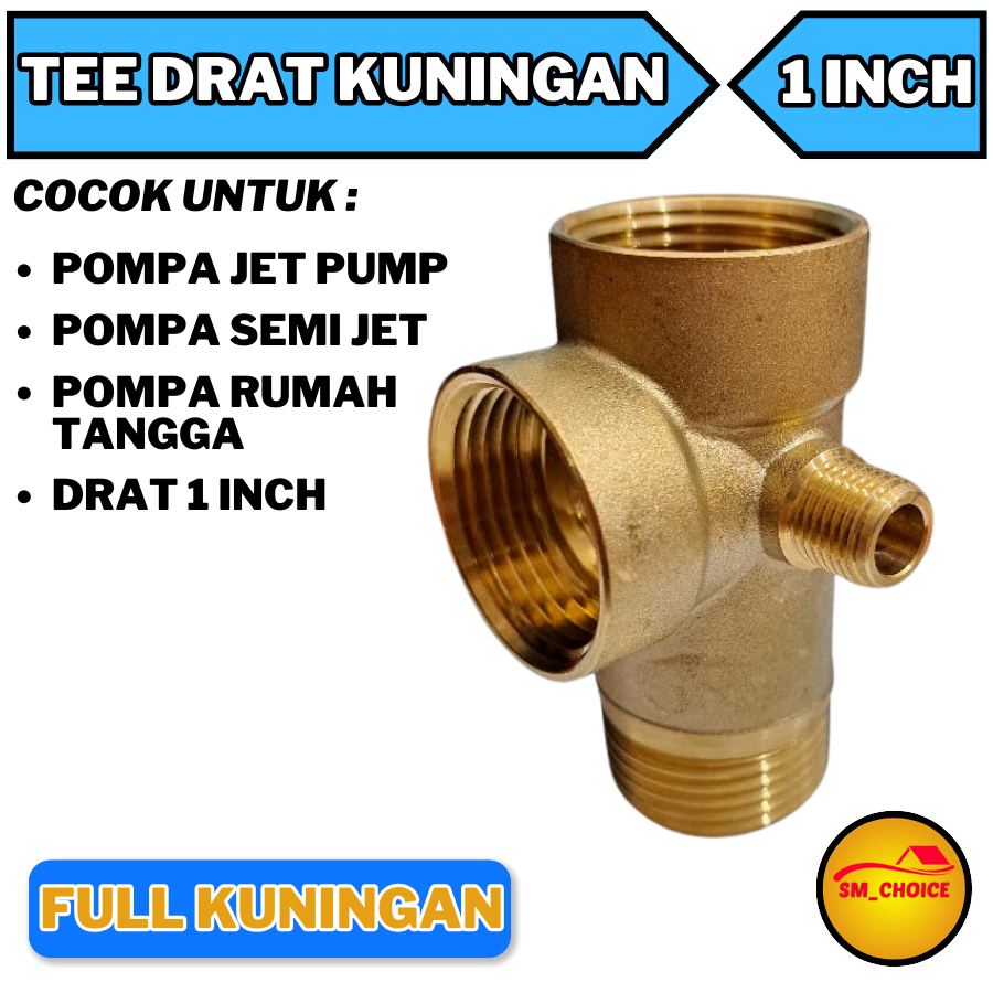 AKENO TEE WAY 4 T 4 WAY JET PUMP 4 CABANG 1 INCH OTOMATIS KUNINGAN AKENO