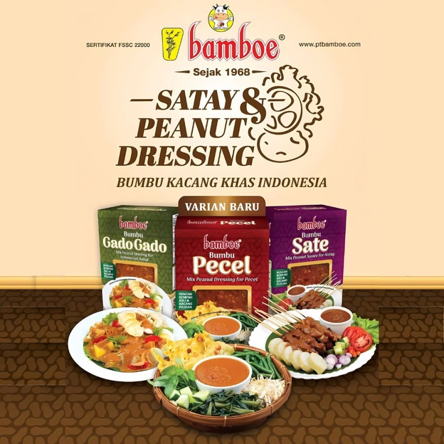 

Bamboe Bumbu Kacang - Pecel - Sate - Gado - Gado 200gr – Bambu Bumbu Masak Instan - Gado-Gado