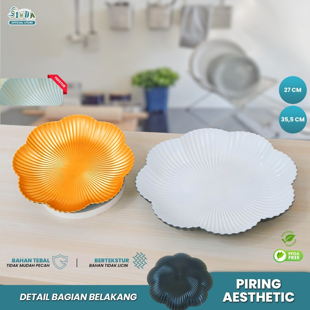 Sinda Piring Makan Saji Motif Bunga Piring Snack Bahan Plastik Tahan Banting
