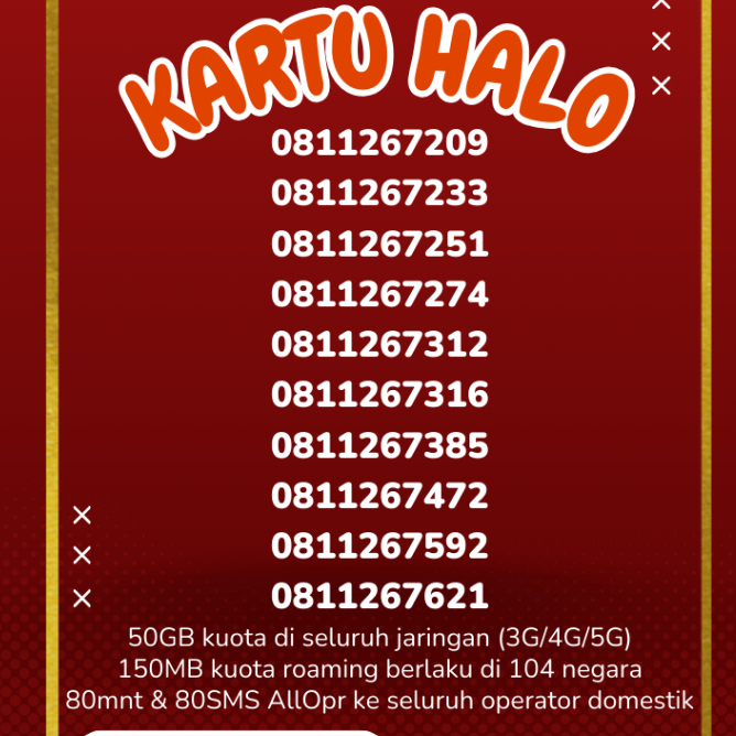 Kuota 50GB  Telkomsel kartu halo 10 digit nomor cantik Nomor langka 35