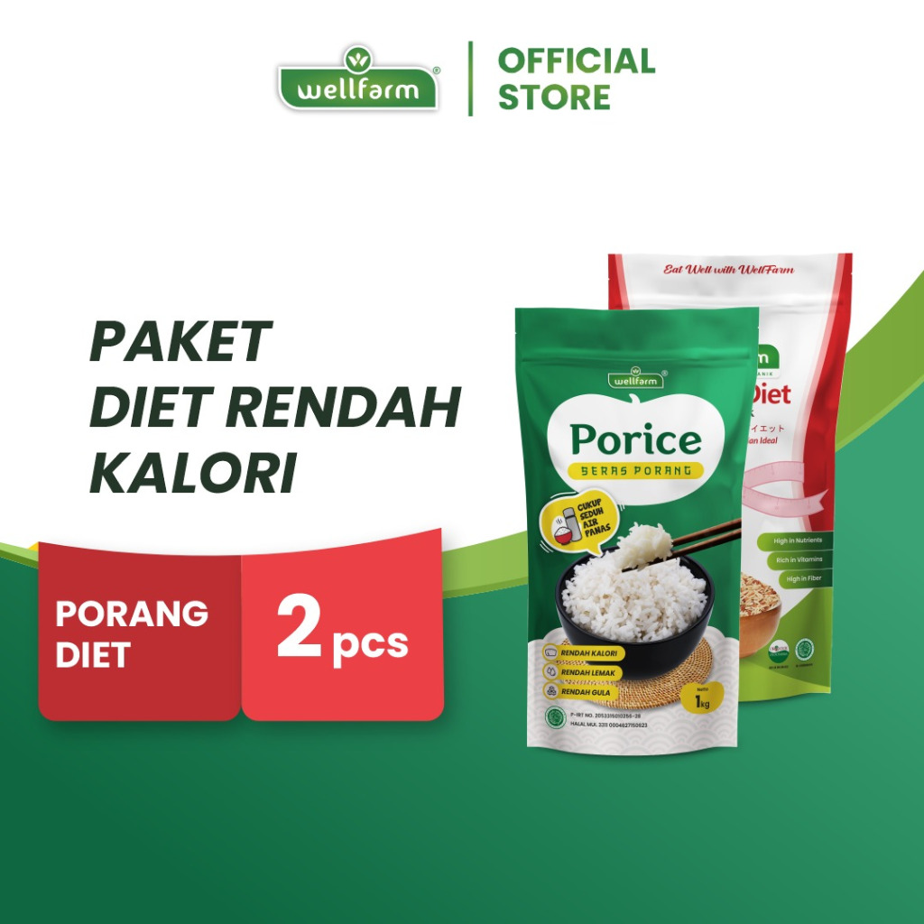 

WellFarm Beras Diet Rendah Kalori, Spesial Bundle Beras Porang 1Kg + Beras Diet Organik 1Kg