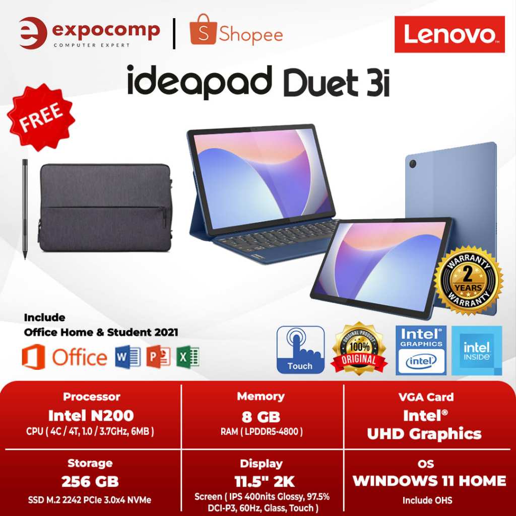 LENOVO IDEAPAD DUET 3i 11IAN8 2XID ABYSS BLUE N200 8GB 256GB W11+OHS 2021