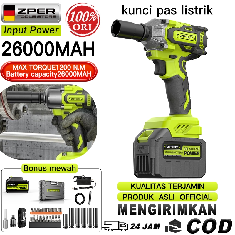 RB162 ZPER Kunci Impact Tanpa Kabel Bor Elektrik Impact Bor Listrik Multi-Bit Kunci Impact Motor