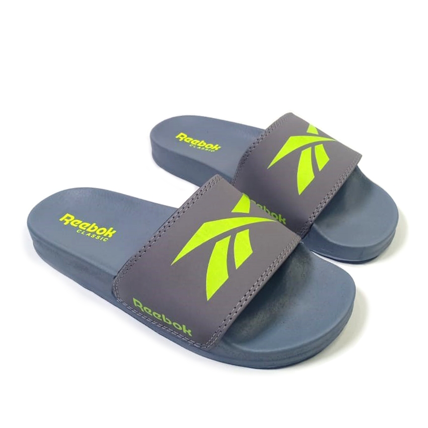 Sandal Slop Casual Reeb0k pria wanita Warna Abu list Hijau Stabilo