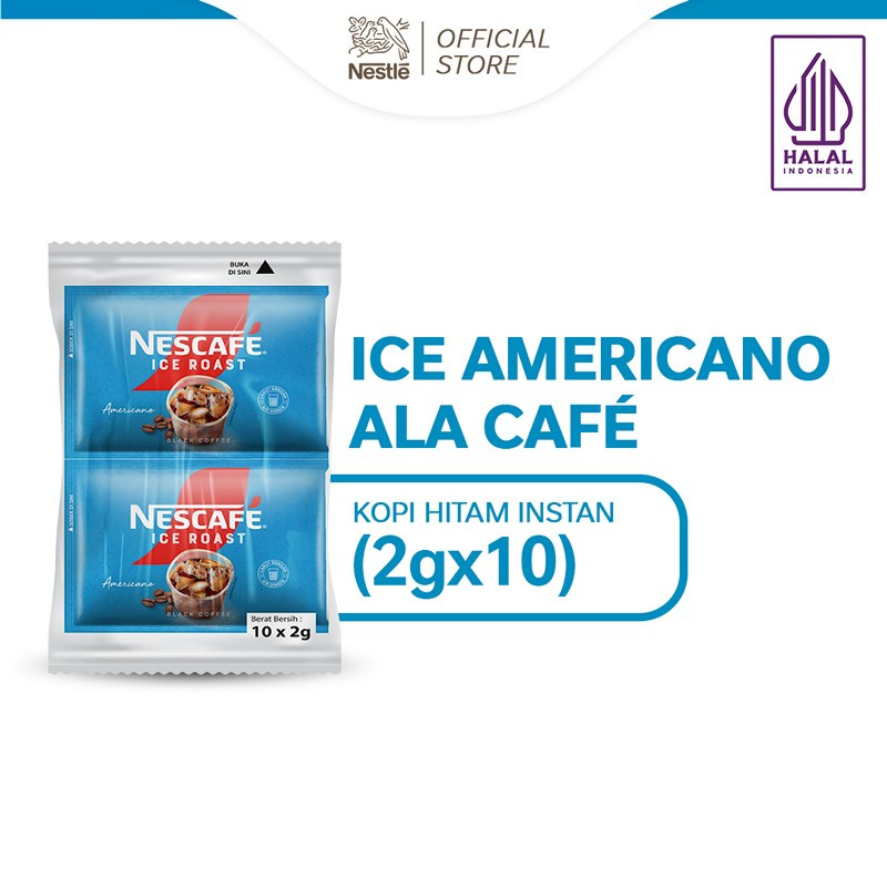 

Nestle Nesttle Nescafe Ice Roasted Americano Kopi Hitam Instan @2gram isi 10 Sachet