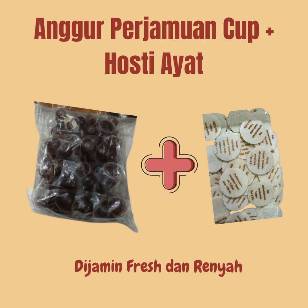 

Minuman Berperisa Anggur Perjamuan Cup + Hosti Ayat (isi 100pcs), khusus ibadah gereja