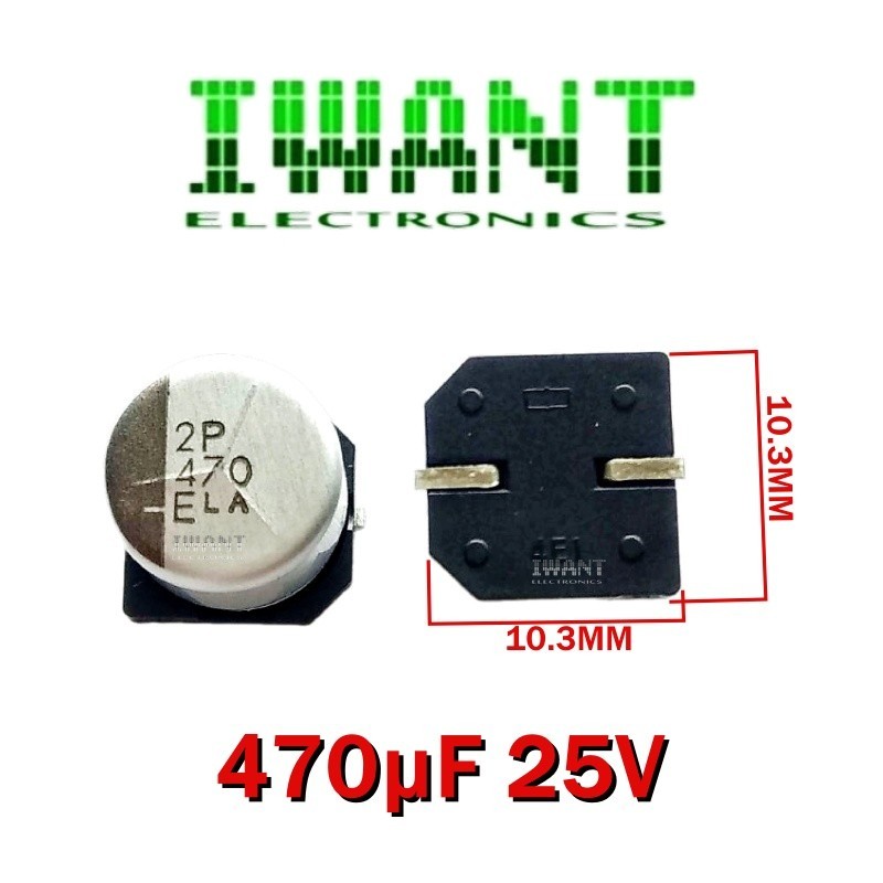 470UF 25V SMD 470 ELA CAPASITOR ELCO 470UF25V 470UF/25V KAPASITOR ELKO 25V 470UF