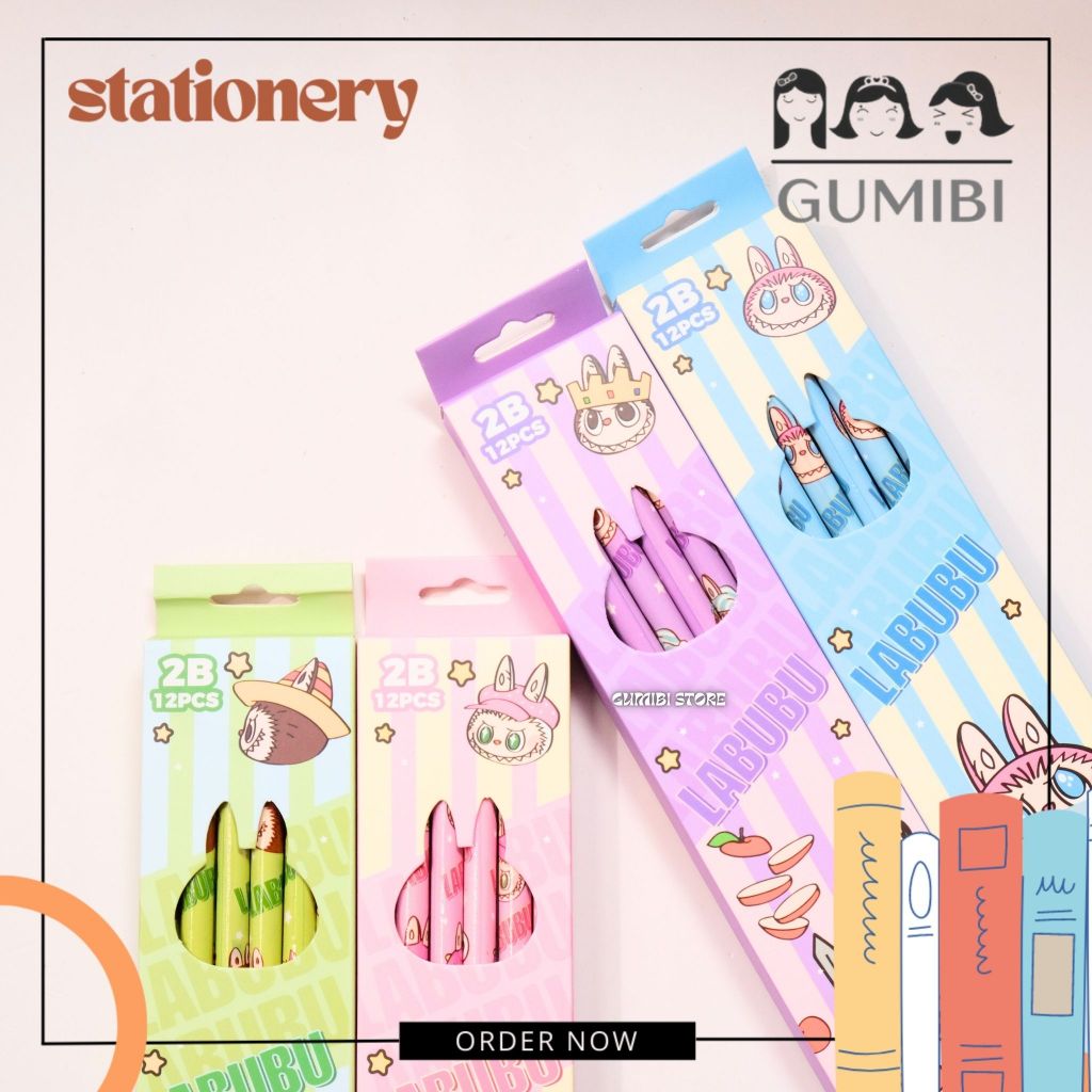 

PENSIL KAYU LABUBU PENSIL 2B LABUBU 1 BOX ISI 12 PCS FREE RAUTAN SERUTAN PENSIL LABUBU TERMURAH