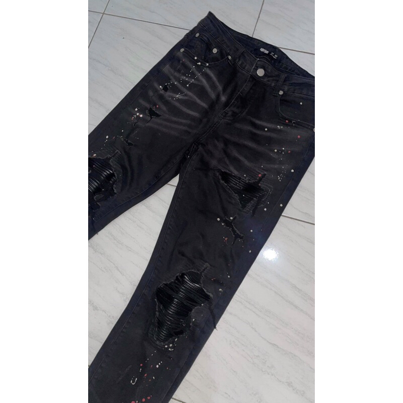 UPRISE Leather Jeans Black