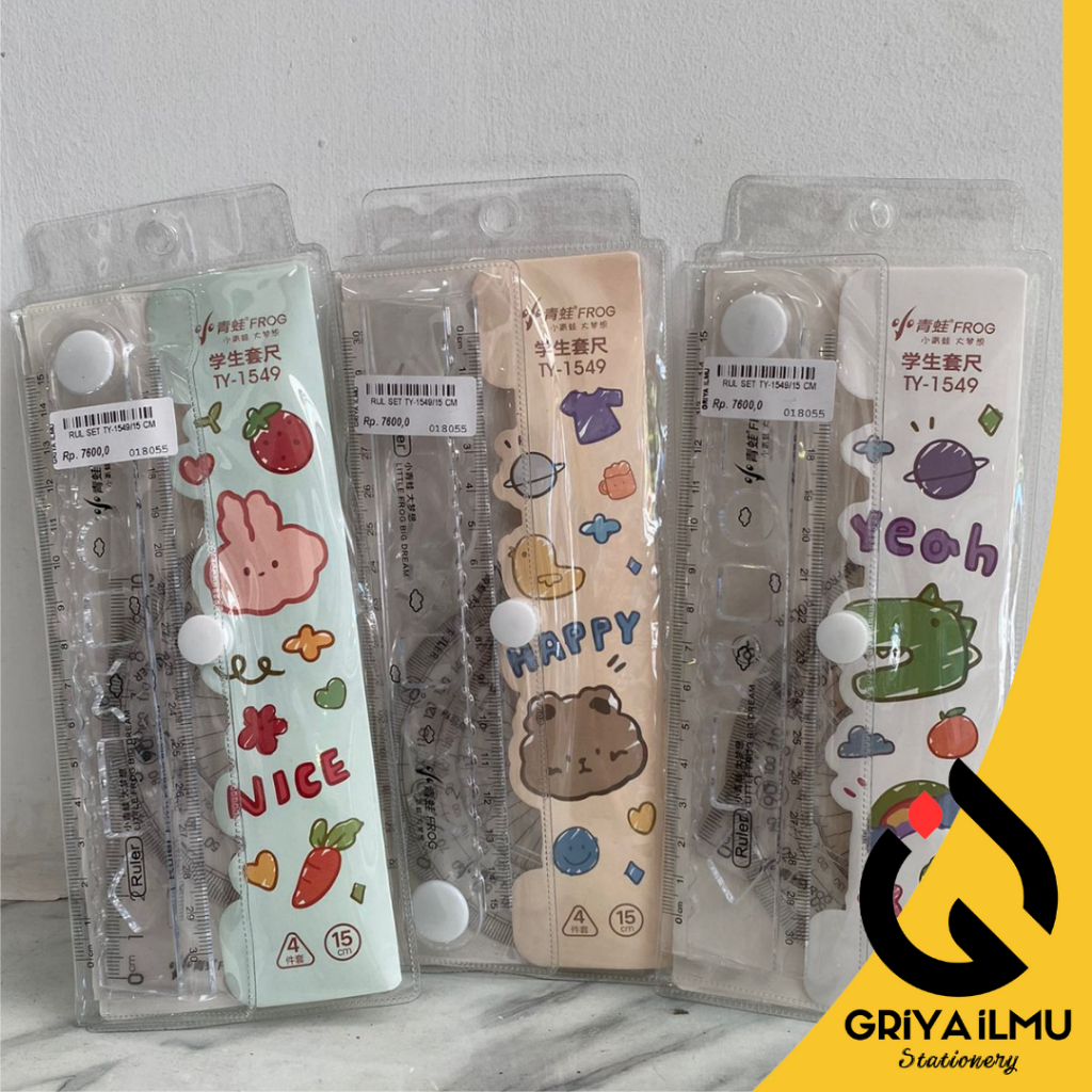 

PENGGARIS Plastik set 4in1 15CM motif lucu untuk anak sekolah /RUL SET TY-1549 (018055)