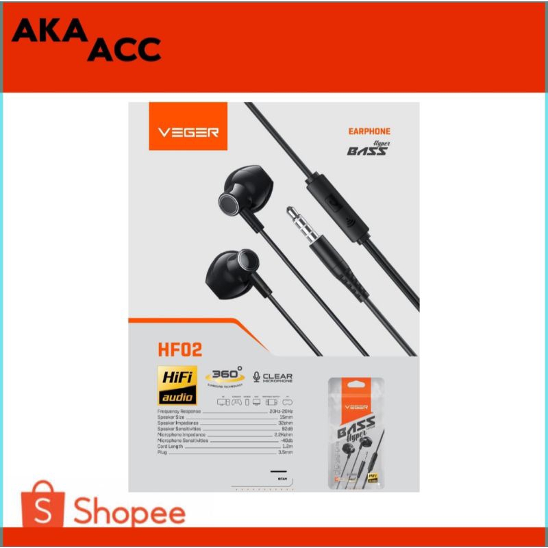 Veger hf02 / earphone veger hf02 bass hyper