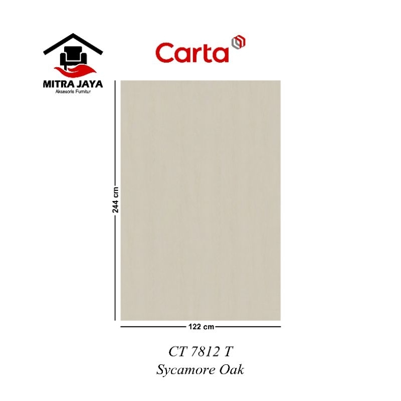 HPL Carta CT 7812 T Carta HPL Sycamore Oak CT7812T CARTA Hpl Pelapis Kayu Tipe Ct7812t Sycamore Oak