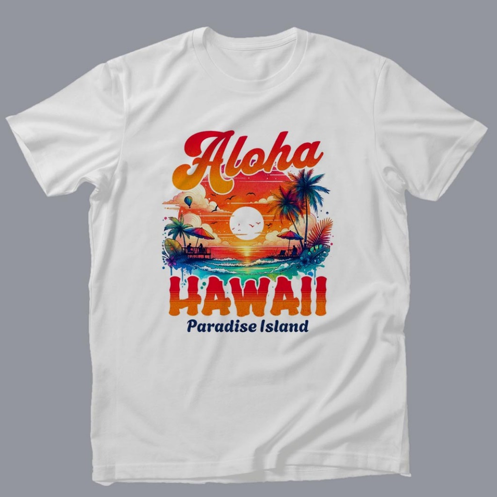 CwrStore Kaos Distro Pria Wanita motif ALOHA HAWAI 24s