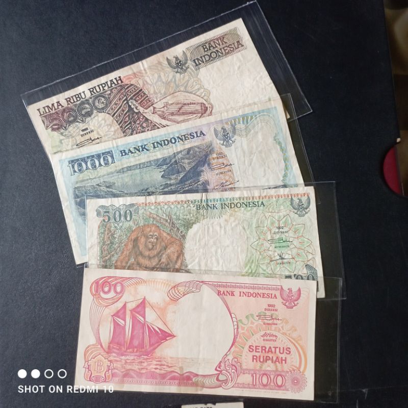 paket 4 lembar uang kertas indonesia era tahun 90 an bekas