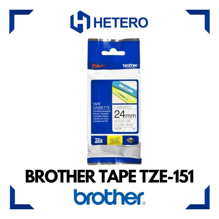 

BROTHER Coler Tape TZE-151 Black on Clear, 24mm