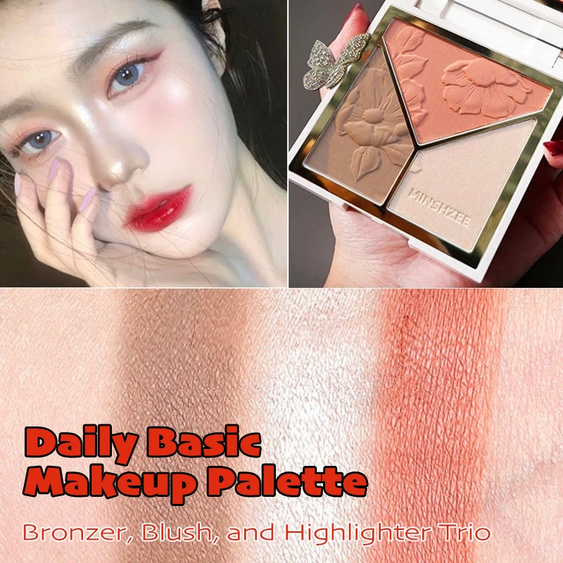 3IN1 Cheek Palette Facial Shaping Makeup Pigment Highlighter Face Contour Cosmetic Plate Highlighter