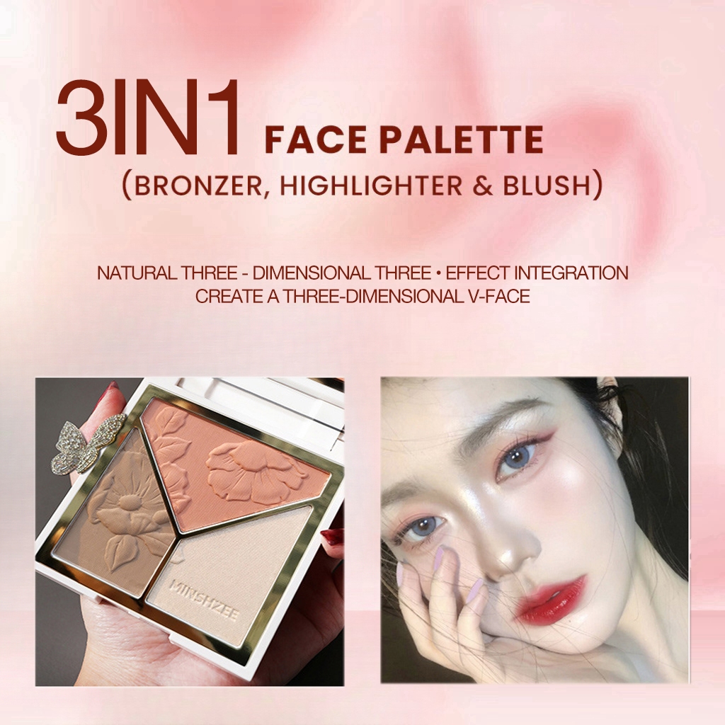 Cheek Palette Facial Shaping Makeup 3IN1 Pigment Highlighter Face Contour Cosmetic Plate Highlighter
