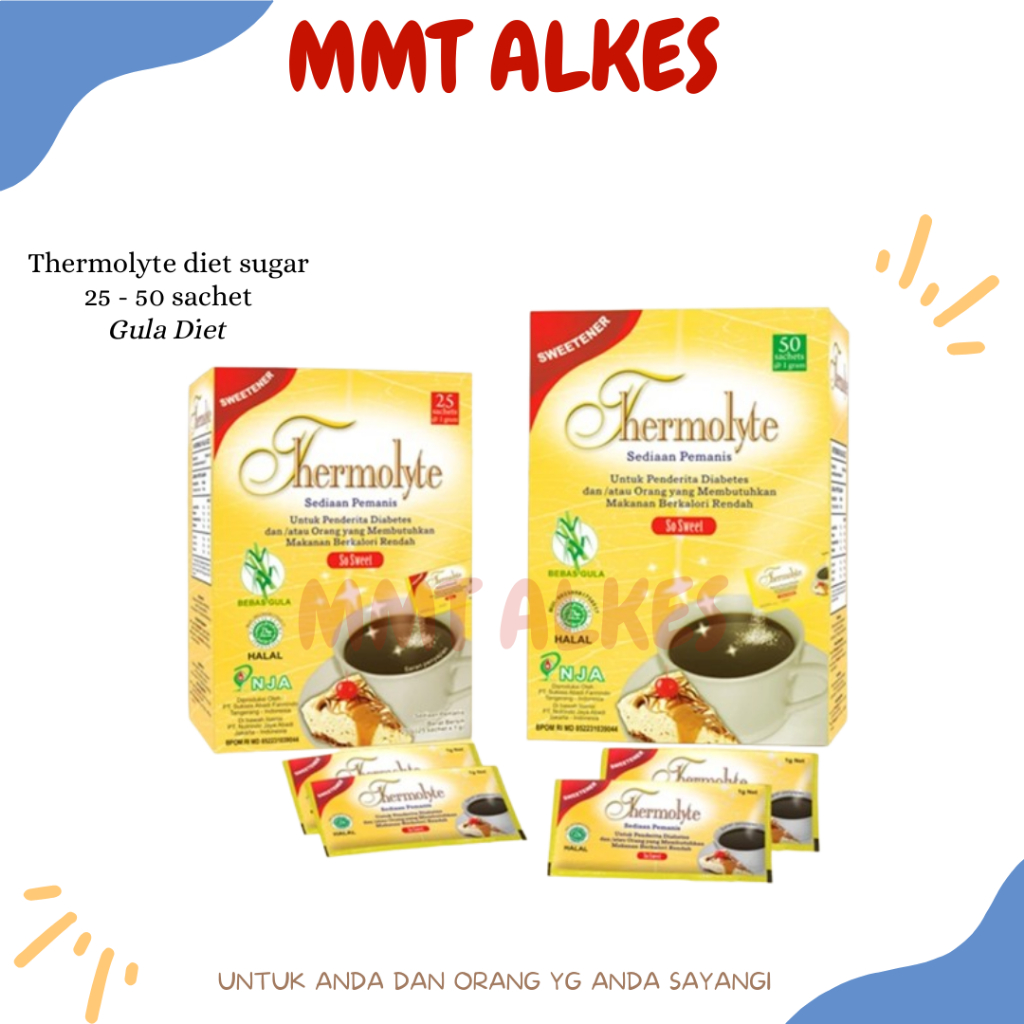 

Thermolyte Diet Sugar @ 1Gr//Pemanis Diet//Pengganti Gula//Gula Diet (BOX)