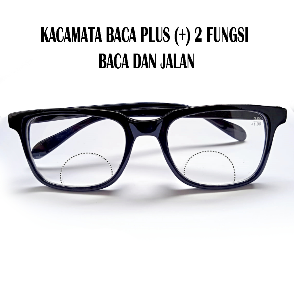 kacamata baca plus (+) 2 fungsi baca dan jalan pria wanita frame hitam coklat kaca mata plus / kacam