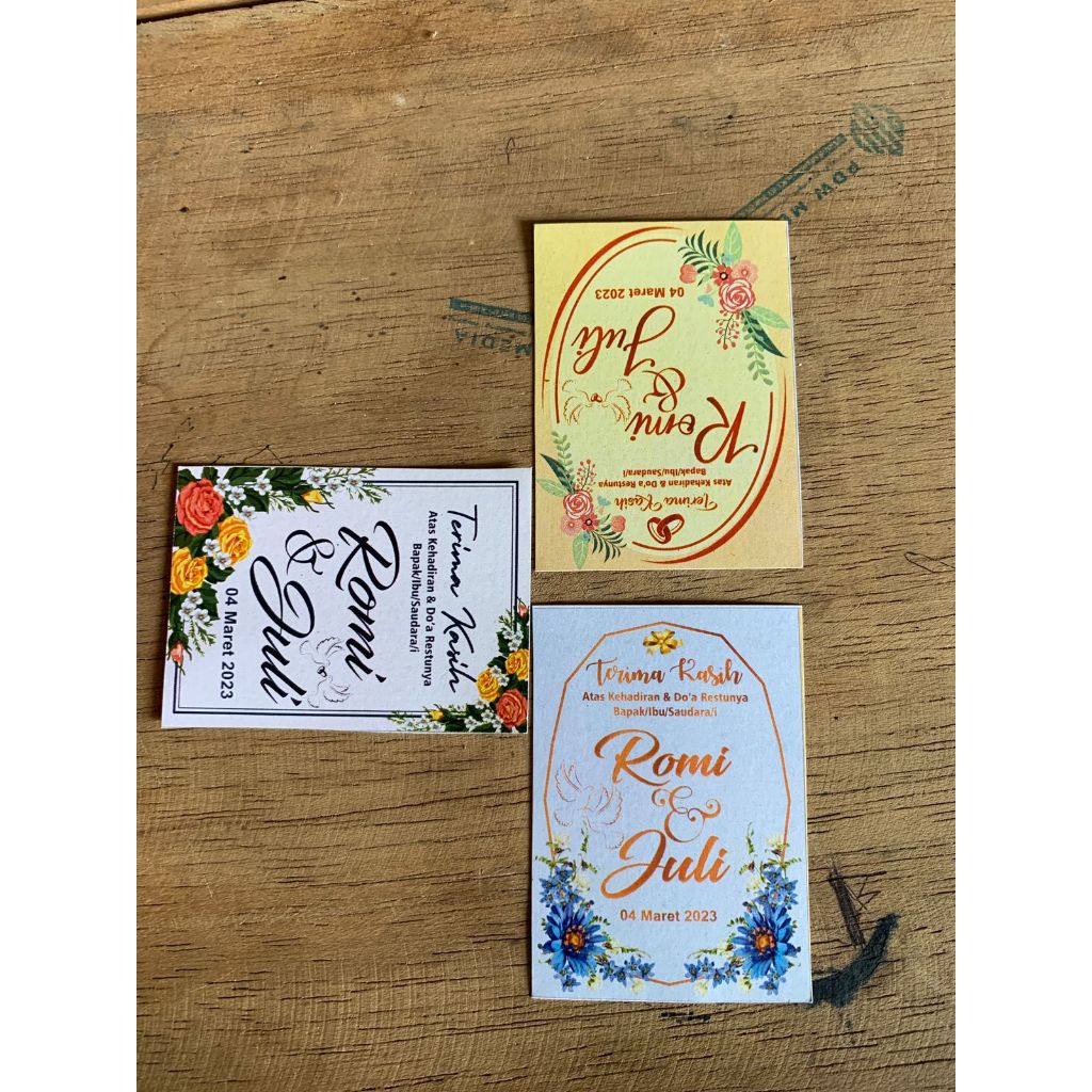 

Kartu souvenir pernikahan / kartu terimakasih
