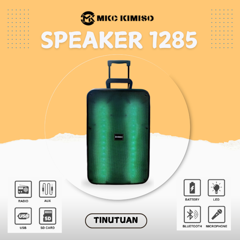 SPEAKER BLUETOOTH MKC KIMISO 1285WS FREE MIC WIRELESS & MIC KABEL 12INCH FULL BASS LED
