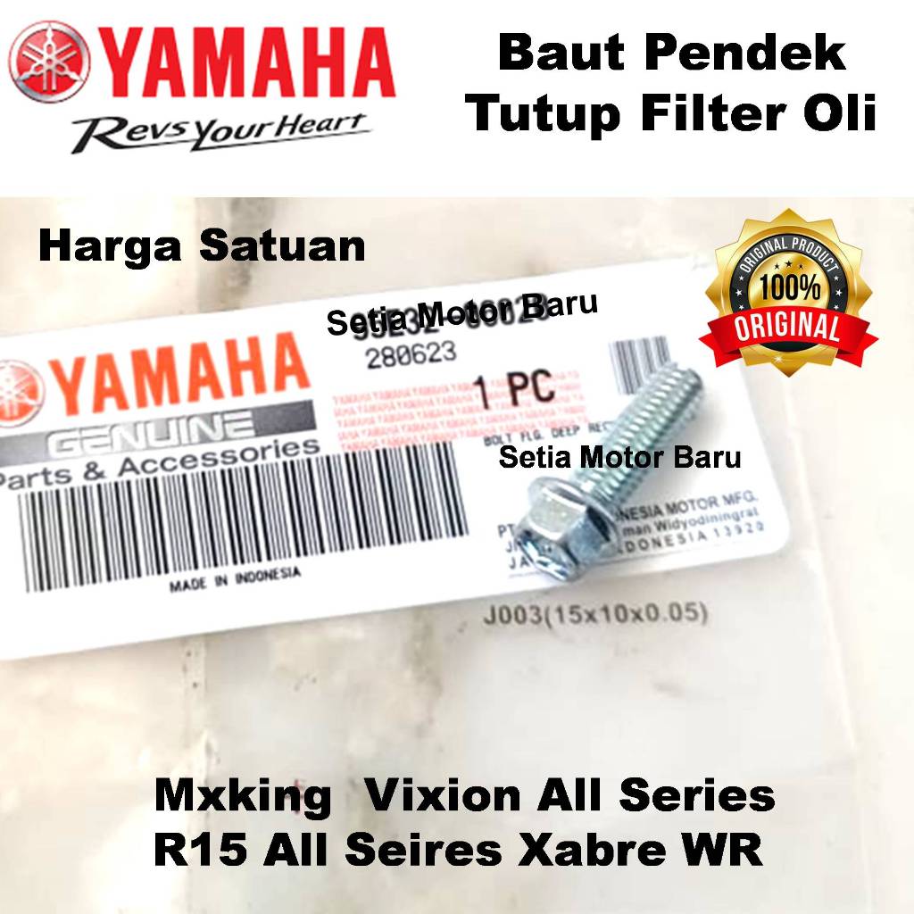 Baut Bolt PendekTutup Filter Oli Mx King MxKing Vixion Xabre Wr R15 Ori Asli Yamaha