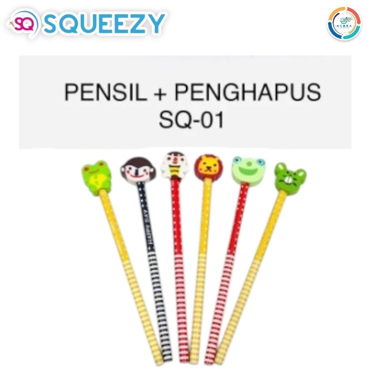 

Squeezy Pencil Top Eraser PKER-SQ01 | Pensil Karakter