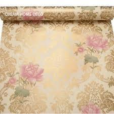 WALLPAPER STICKER DINDING MOTIF BATIK EMAS ROSE PINK