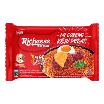 

Mouseman - Nabati Richeese Mie Instan Keju Pedas/Spicy Fire Extra HOT Keju Spicy Cheese MI GORENG KEJU dengan fire chilli 3 TABUR Rasa Keju FIRE LEVEL 3