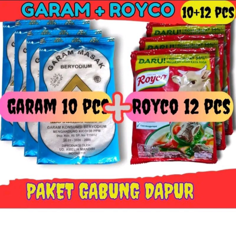 

( termurah ) garam 10 pcs + Royco 8gram 12 pcs / bumbu dapur / paket gabungan bumbu dapur