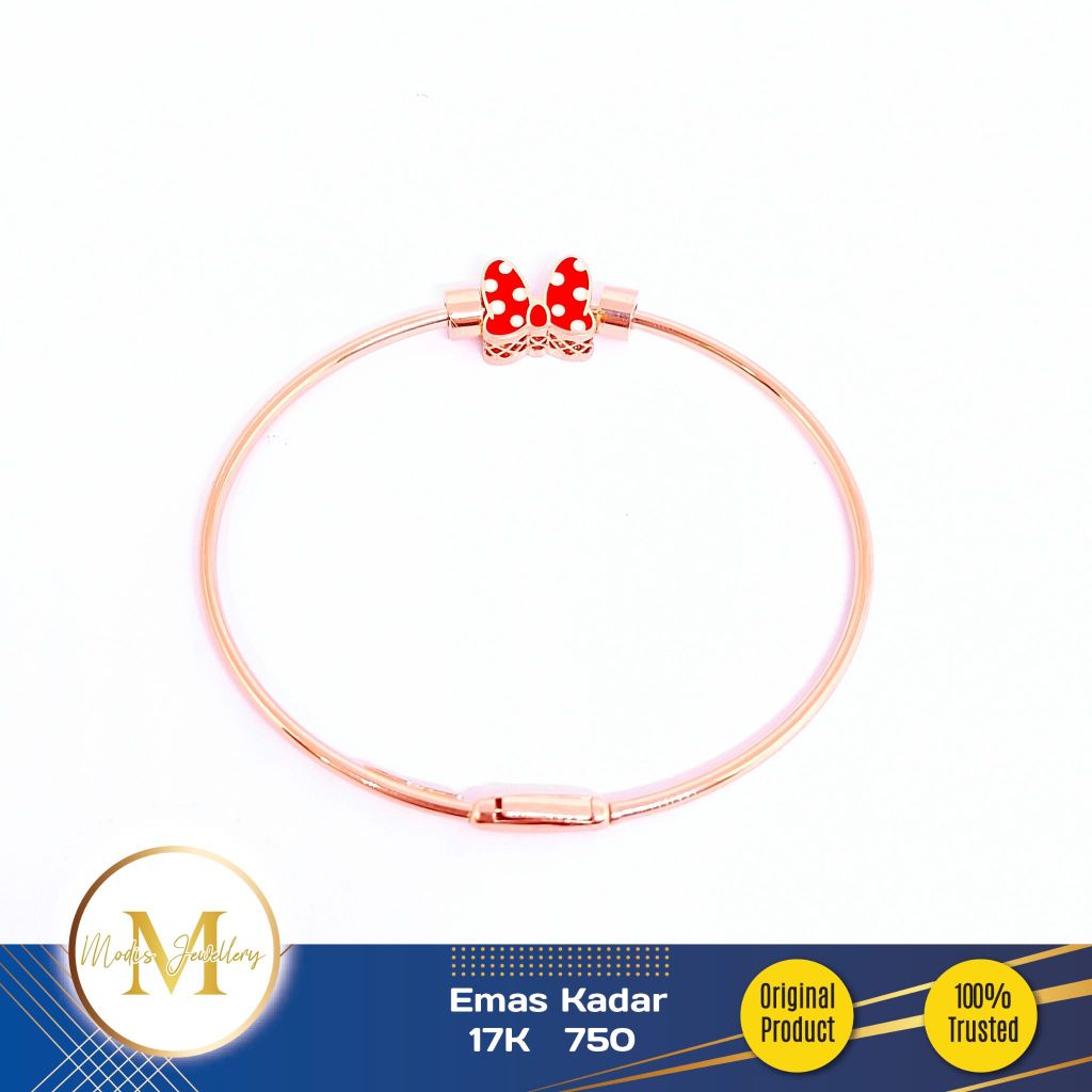 MODIS JEWELLERY - Gelang Bangle Pandora Polkadot Minnie Rosegold - Emas 17k 750